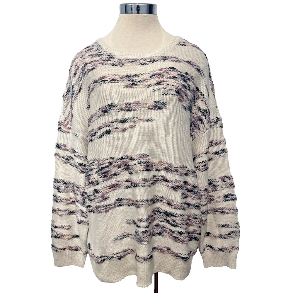 J Jill PureJill Oatmeal Textured Knit Crew Neck Relaxed Pullover Size 2x NEW